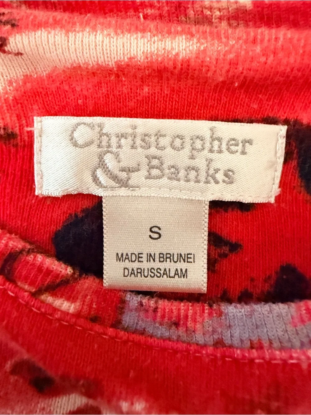Christopher & Banks Red “Lady Liberty” Patriotic Print Top